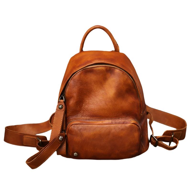 Vintage Genuine Leather Small Backpack – Retro Elegance & Everyday Comfort - JVMCL