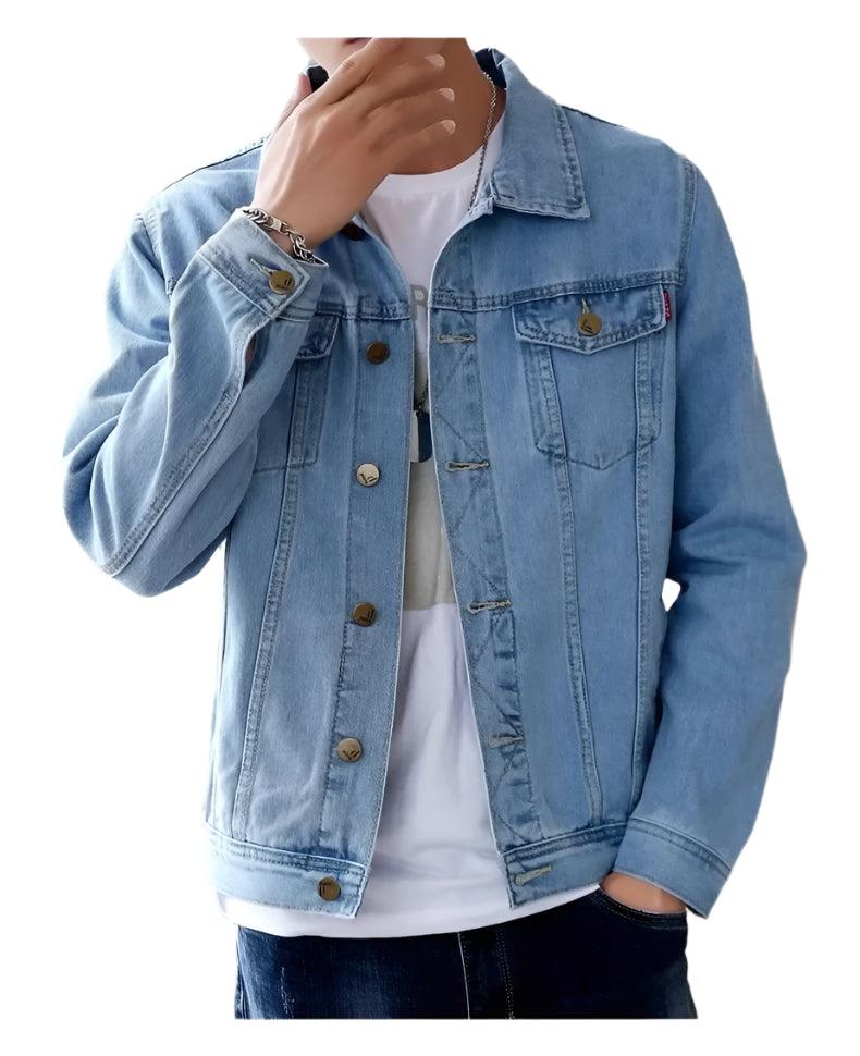 Men's Retro Denim Jacket – Slim Fit Washed Casual Jeans Coat for Spring & Autumn - JVMCL