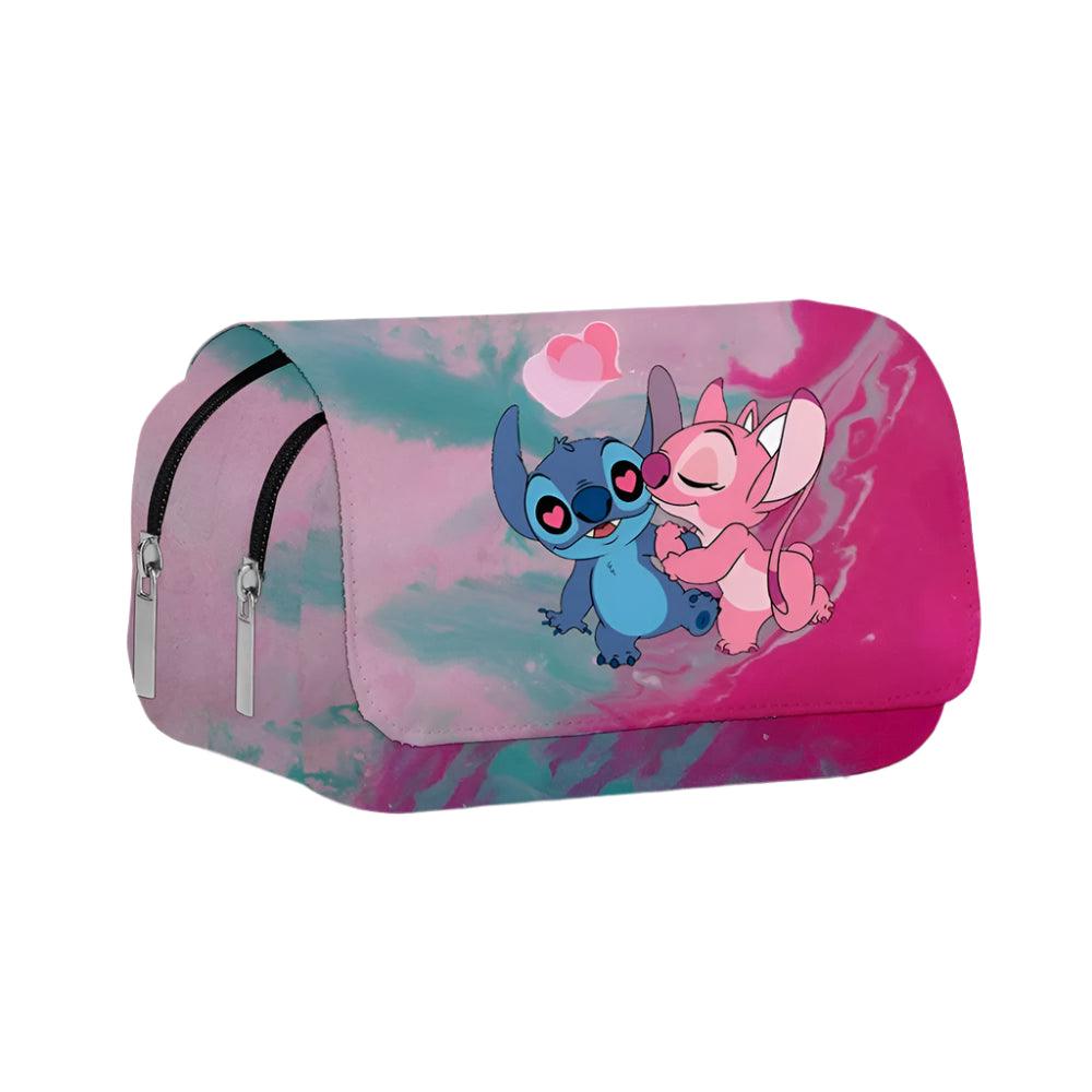 Stitch Fully Printed Flap Pen Bag - Large Capacity Cartoon Students Pencil Case - JVMCL