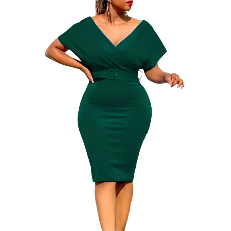 Elegant African Bodycon Midi Dress – High Waist Bandage Robe Femme Dress - JVMCL