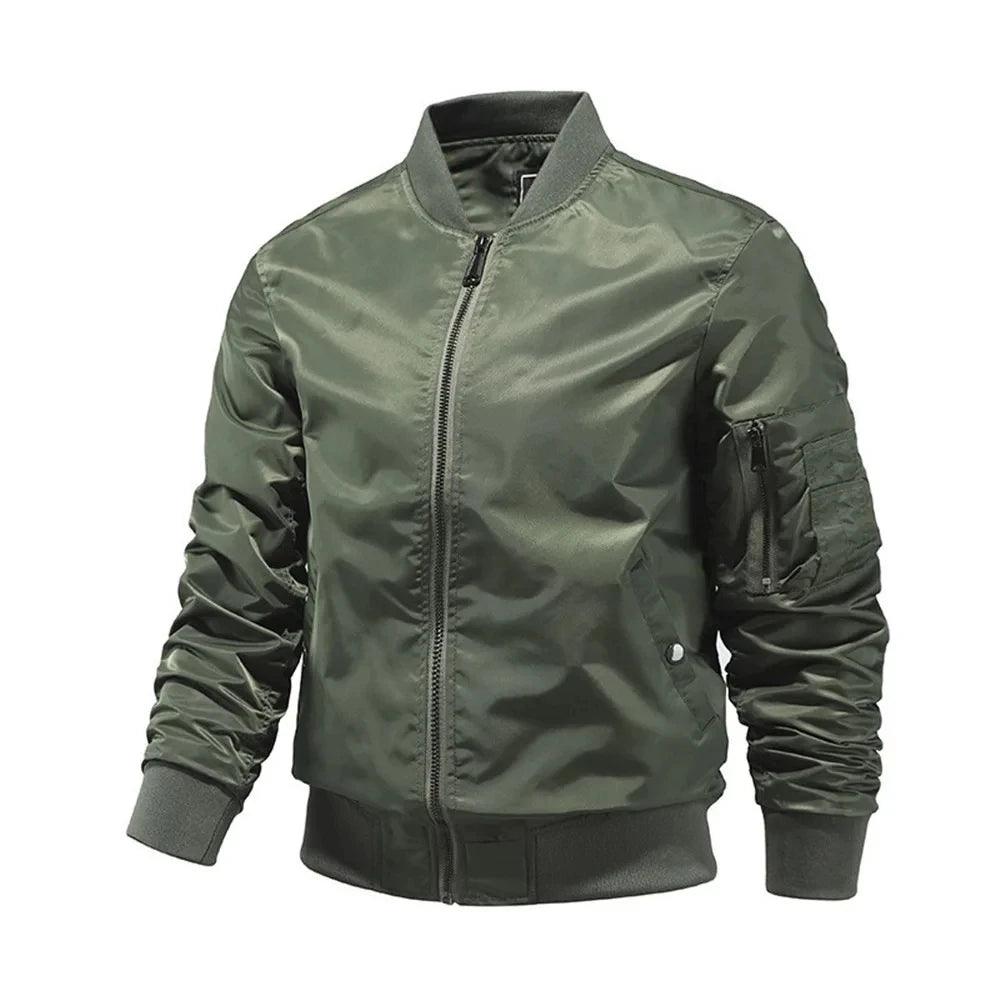 Tactical Military Air Force Coat with Lapel Collar – Army Green Bomber Jacket - JVMCL