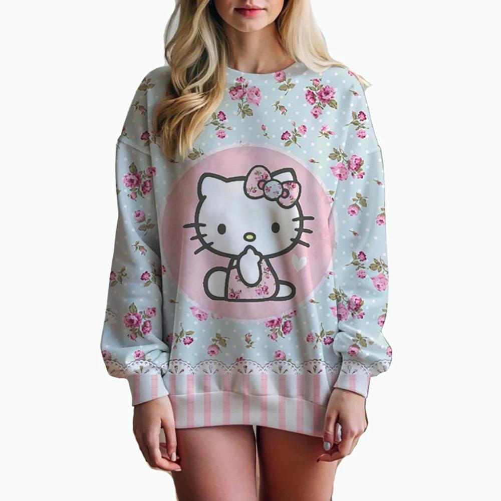 Cute & Trendy Hello Kitty 3D Print Sweatshirt – Youthful Casual Wear - JVMCL