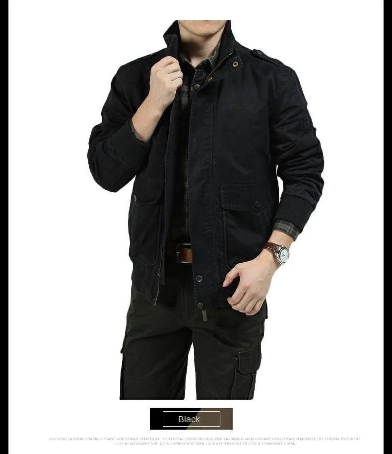 Stylish Men's Tactical Stand Collar Bomber Jackets For Spring Autumn Hunting Fishing - JVMCL