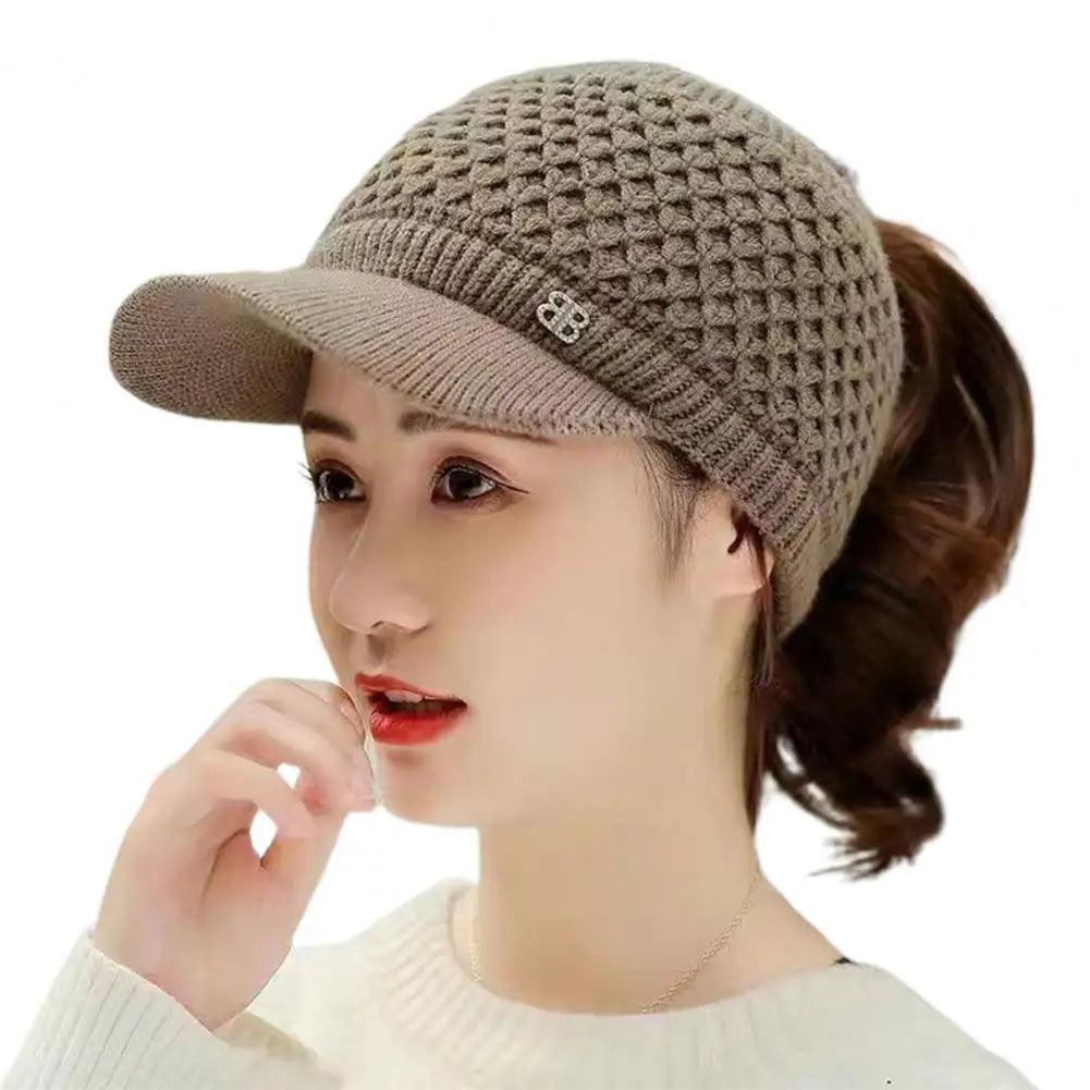 Cozy Fashion Winter Thermal Ladies Knit Cap Solid Color Ladies Hat - JVMCL