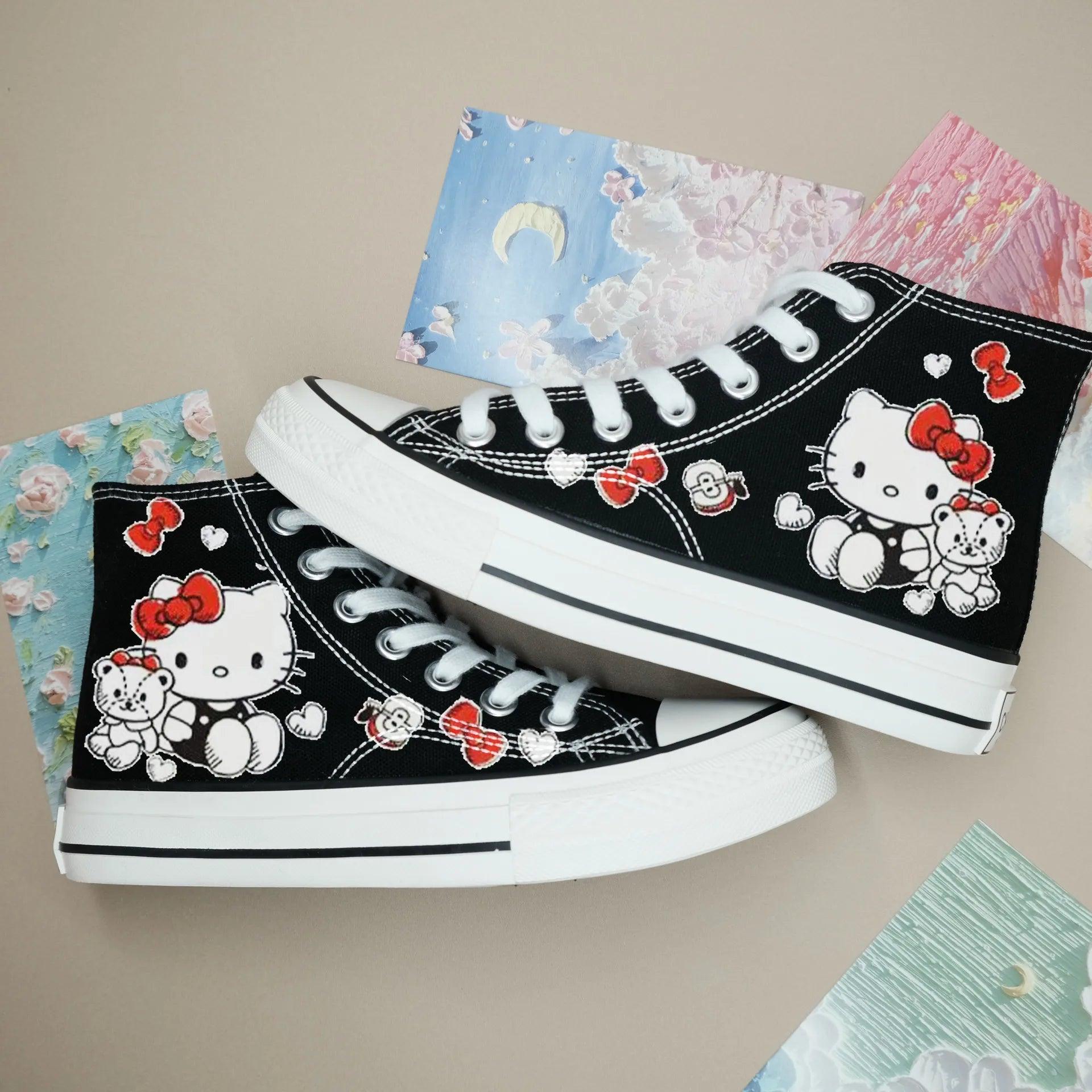 High-Top Canvas Sports Flat Sneakers – Anime-Inspired Unisex Casual Shoes - JVMCL