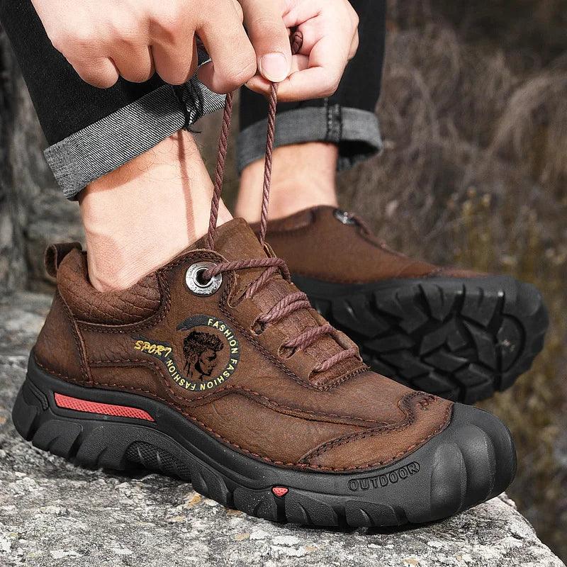 Men's Outdoor Hiking Shoes – Genuine Leather Sports & Travel Sneakers Footwear - JVMCL