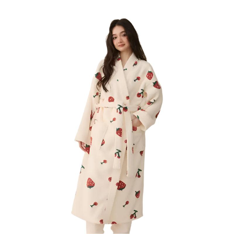 Women's Winter Plush Kimono Robe – Coral Fleece Long Bathrobe & Sleepwear - JVMCL