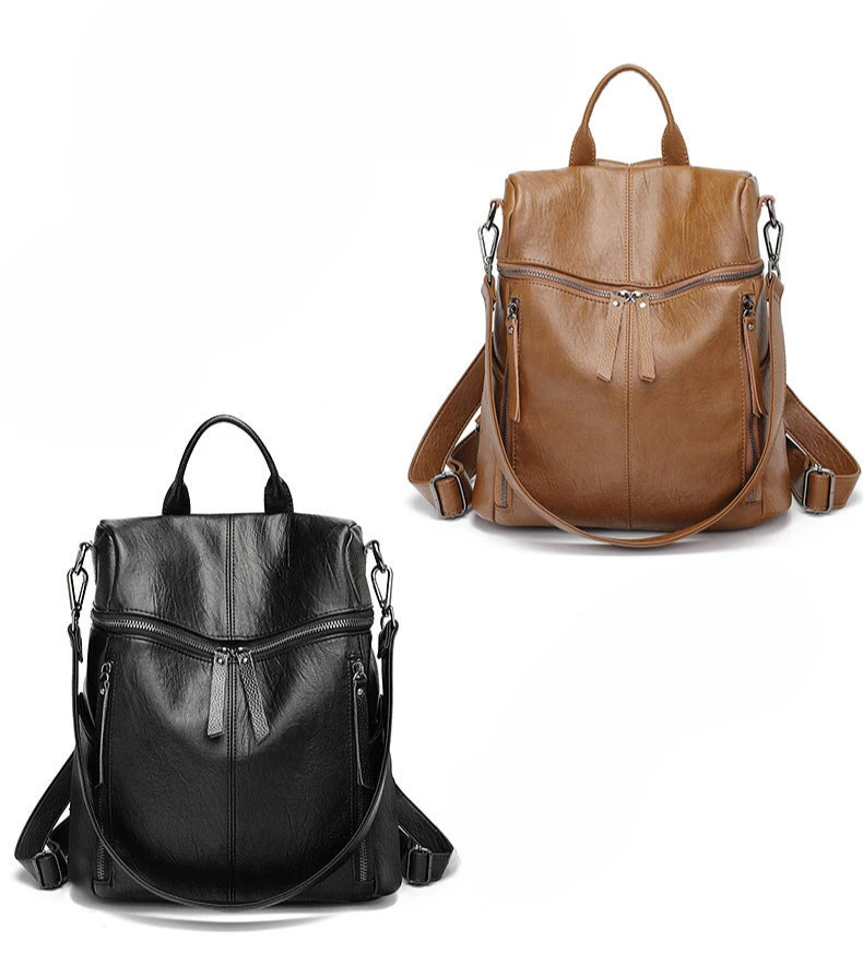 Soft Leather Lightweight Waterproof Sheepskin Backpack 