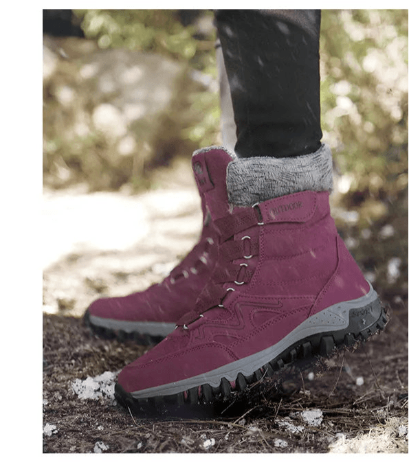 Fur Plush Warm Men Ankle Waterproof Men Boots Outdoor Non-Slip Hiking Boots - JVMCL