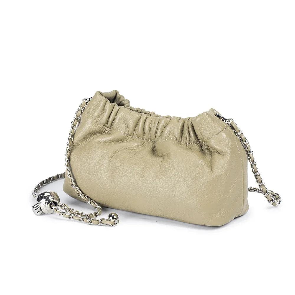 Soft Genuine Leather Cloud Clutch – Dumpling-Style Crossbody & Underarm Bag - JVMCL