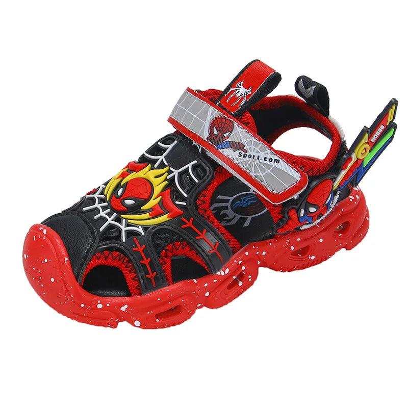 LED Sport Sandals Spiderman Sandals for Boys Casual Soft Sole Kids Shoes - JVMCL