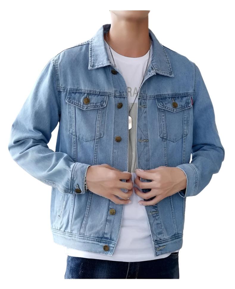 Men's Retro Denim Jacket – Slim Fit Washed Casual Jeans Coat for Spring & Autumn - JVMCL