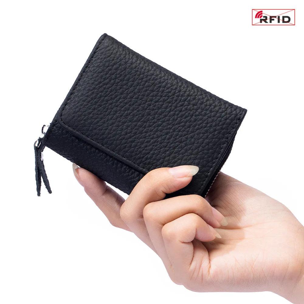 Genuine Leather 3-Fold RFID Wallet – Compact, Stylish, and Secure