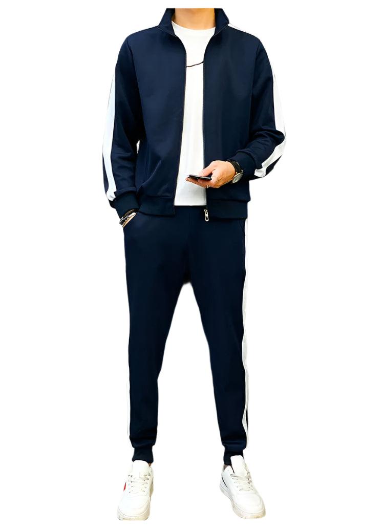 Men Sportswear Tracksuit–Loose Zip-Up Jacket and Pant Jogger Fitness Workout Set - JVMCL