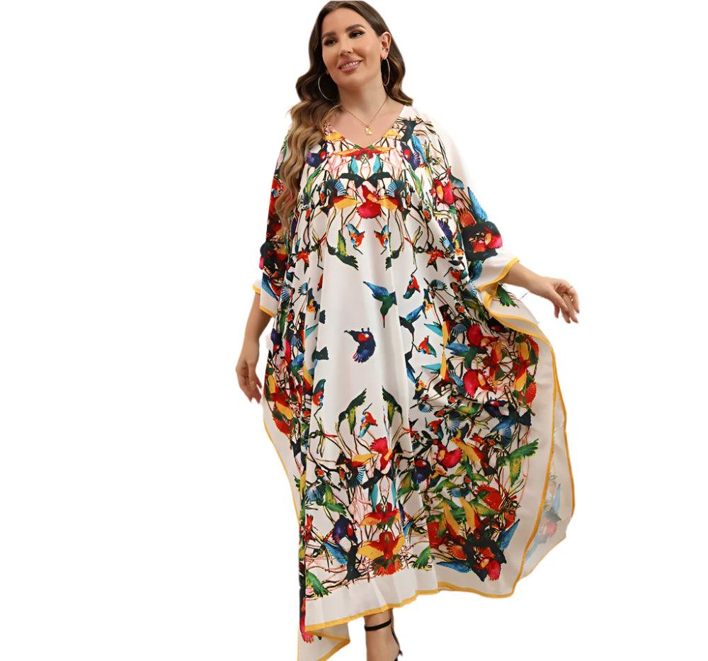 Plus Size Bohemian Nightdress - Silky Beach Robe & Homewear for Women - JVMCL