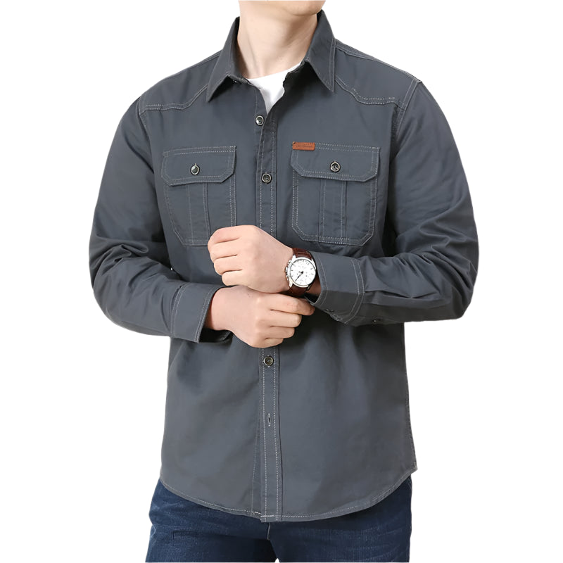 Men’s Oversized Army Tactical Shirt – Long Sleeve Outdoor Hunting Shirt