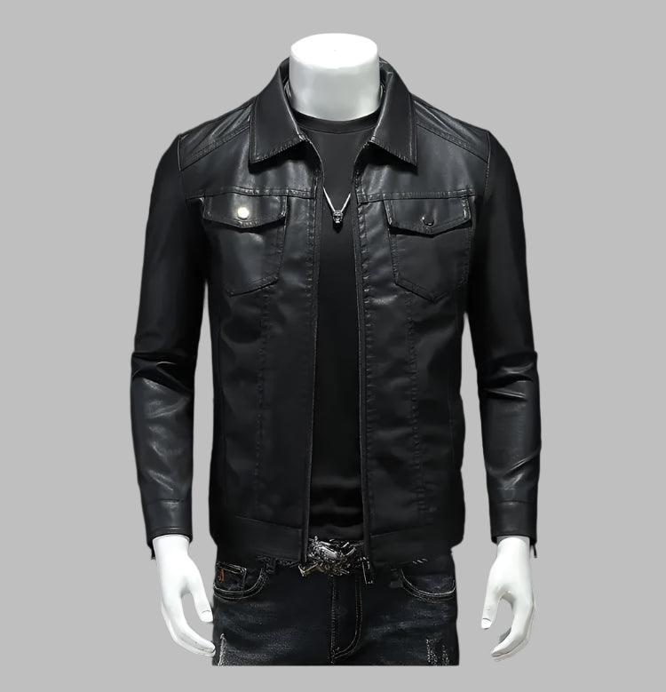 Comfort Ride : Durable Padded Velvet Lining Slim-Fit Leather Motorcycle Jacket - JVMCL