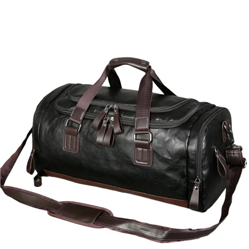 Men’s PU Leather Gym Duffel Bag – Stylish Travel & Fitness Shoulder Tote - JVMCL