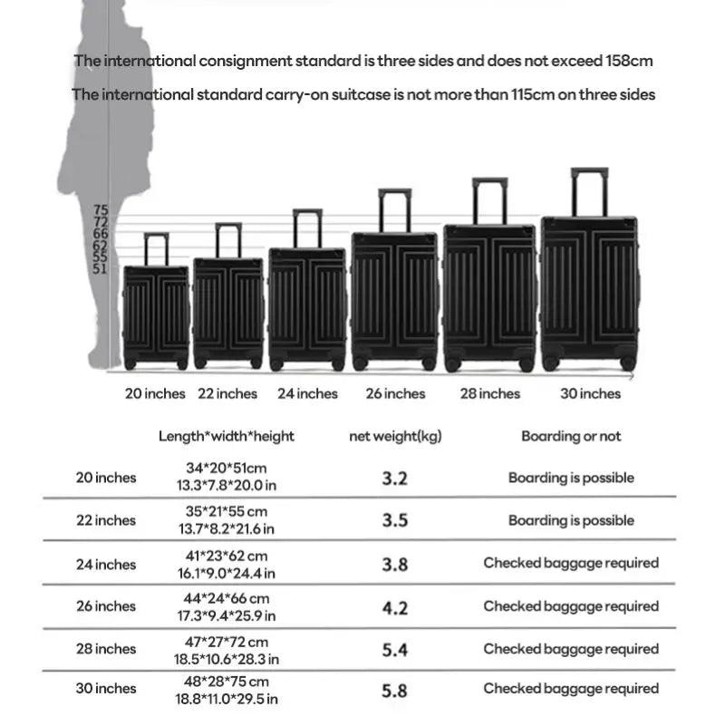 100% Aluminum-Magnesium Alloy Rolling Travel Suitcase - JVMCL