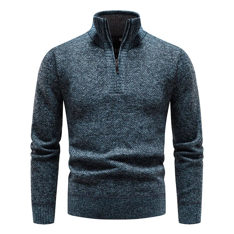 Thick Half-Zip Turtleneck Warm Knitted Pullover Sweater for Winter & Sportswear - JVMCL