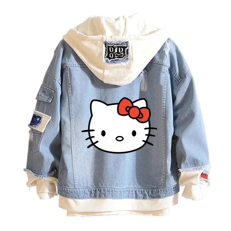 A Hello Kitty High-Quality Anime collectible Denim Bomber Jacket - JVMCL