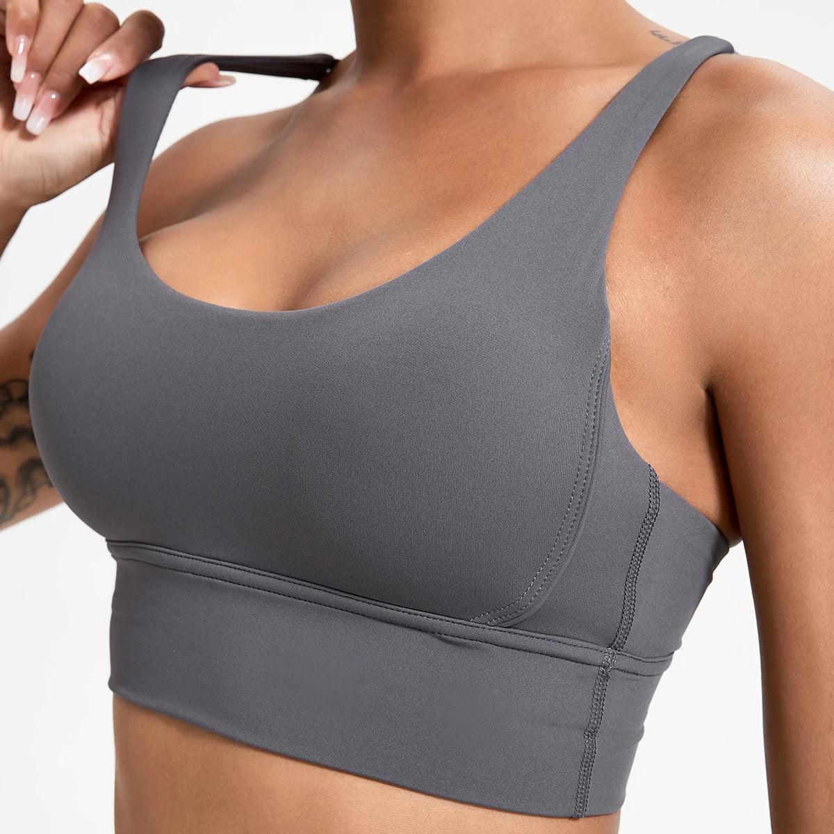 Women's Push-Up Cross-Back Sports Bra – Shockproof & Breathable Workout Crop Top - JVMCL