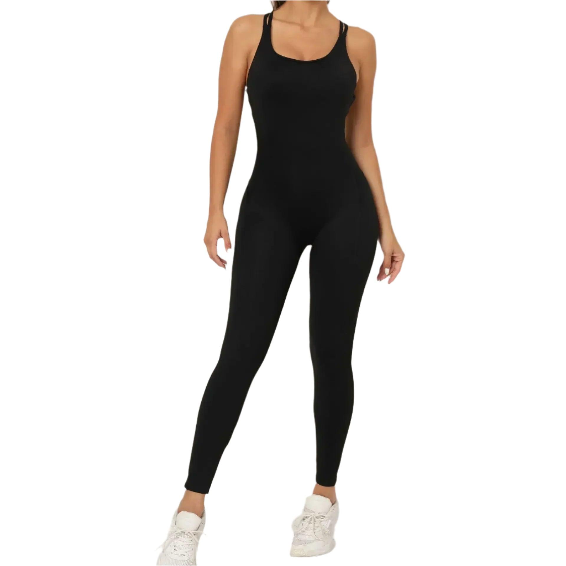 Sexy Backless Bodycon Scrunch Jumpsuit –Push-Up Dance Fitness Overalls for Women - JVMCL