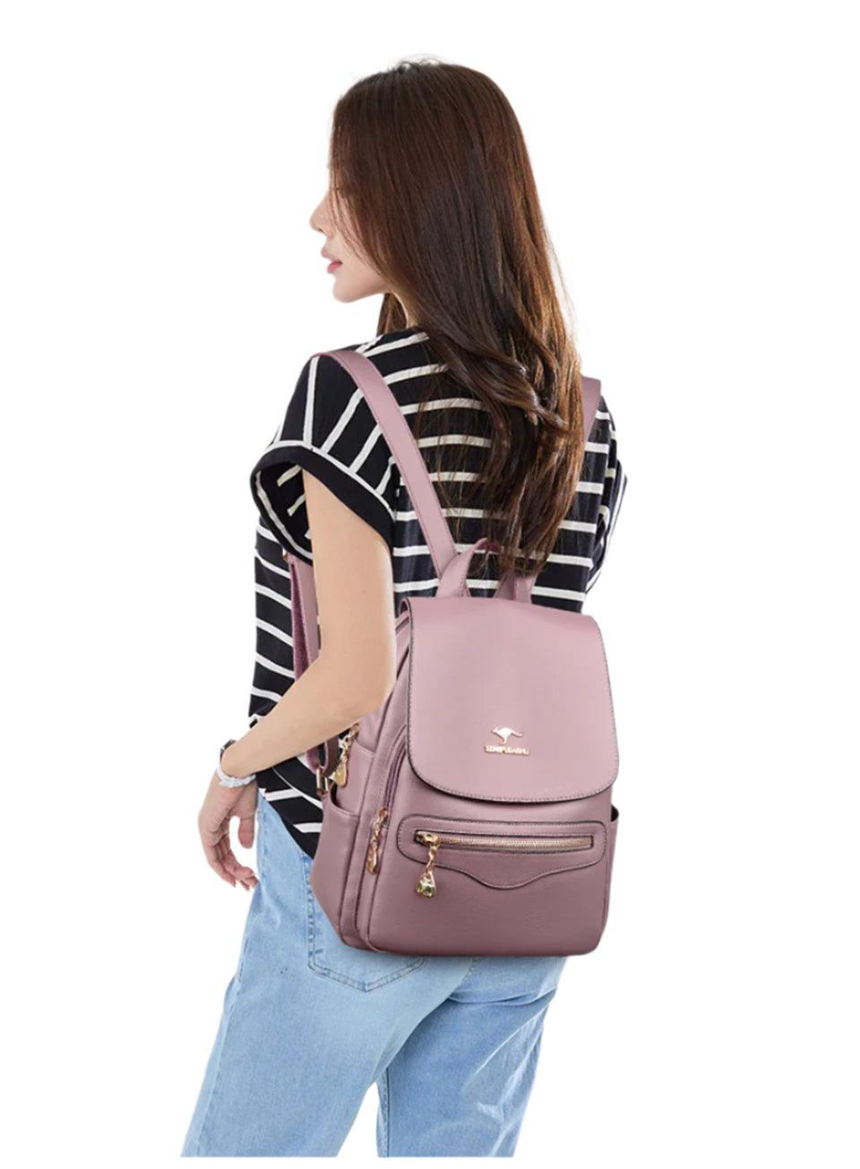 Fashion Backpack for Women –Stylish Large Soft Leather Designer Rucksack - JVMCL