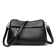 Embossed Kangaroo Logo 3 Compartments Style Leather Shoulder Bag Crossbody Bag - JVMCL