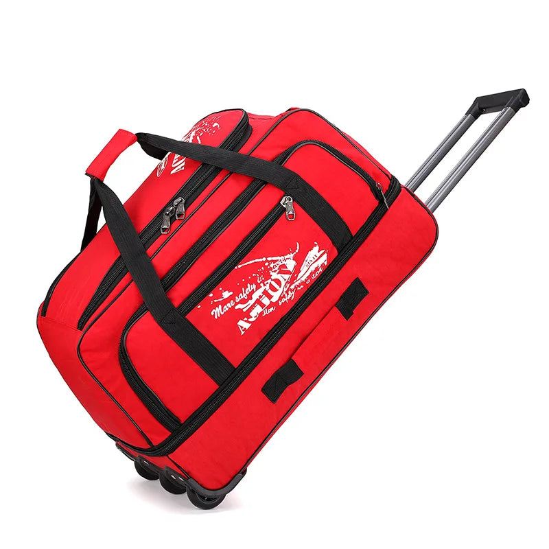 Large Capacity Trolley Bag with Wheels – Durable Oxford Rolling Luggage for Travel - JVMCL