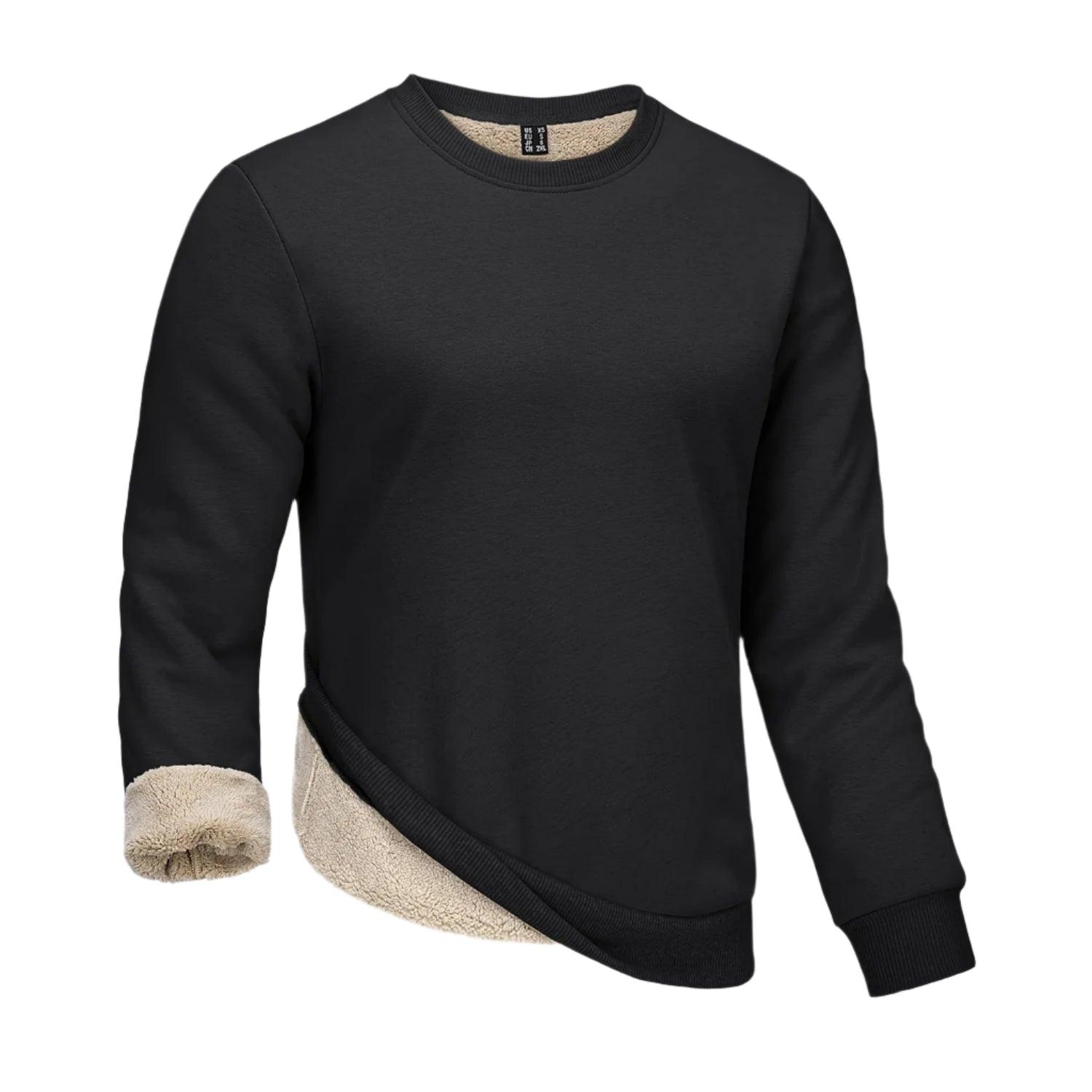 Men's Thicken Fleece Crewneck Sweatshirt – Heavy Sherpa-Lined Winter Pullover - JVMCL