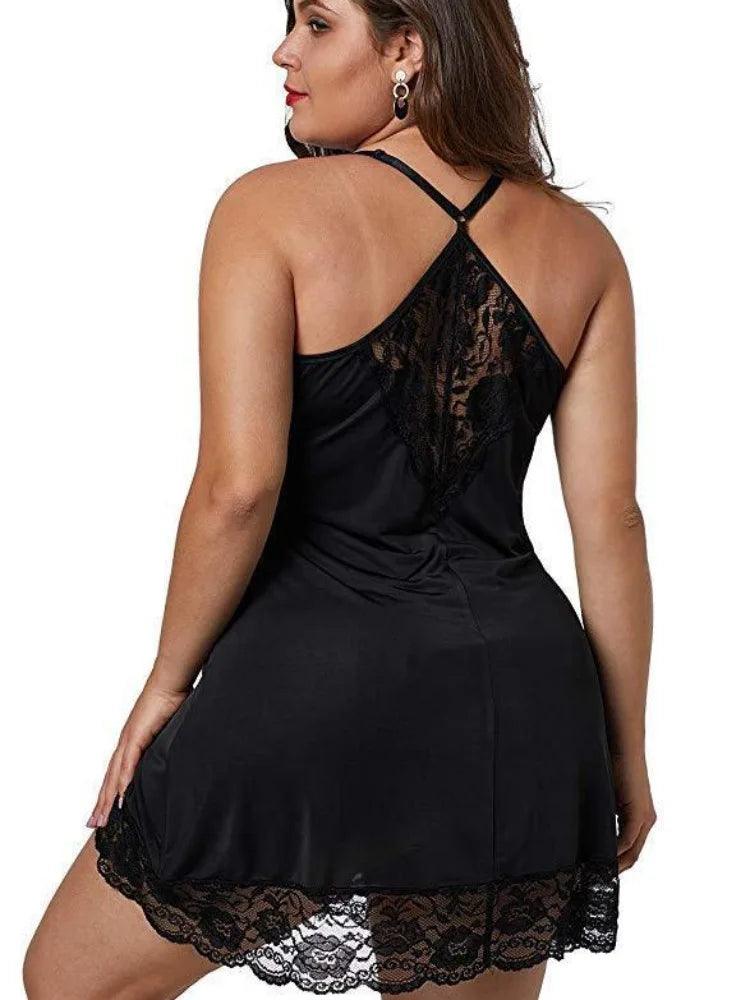 8XL Plus Size Satin Lace Nightgown – Spaghetti Strap Summer Sleepwear for Women - JVMCL