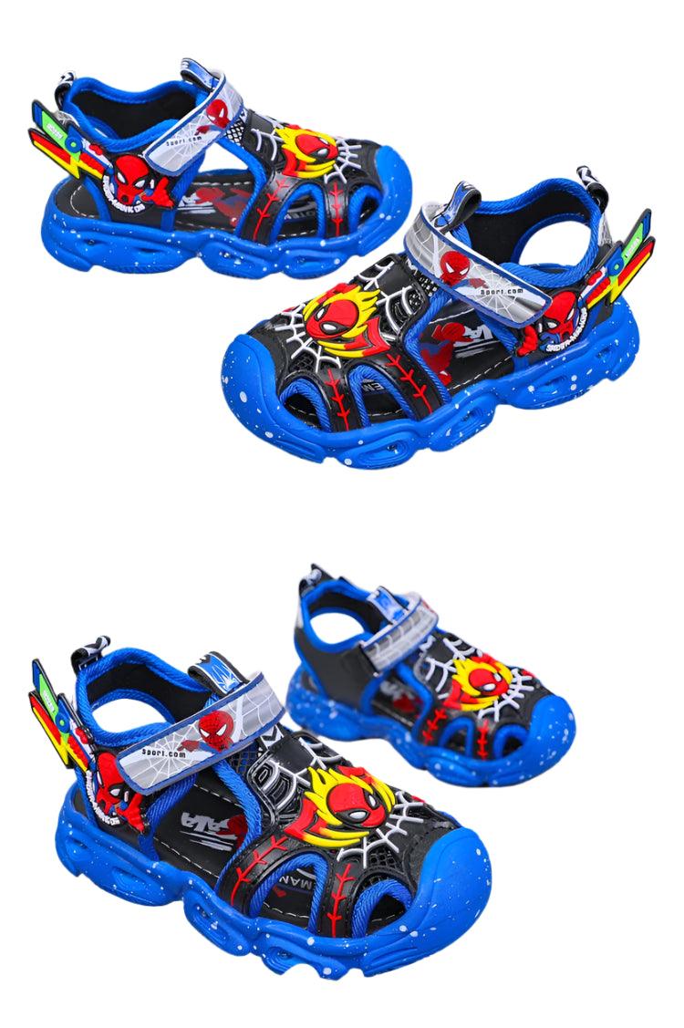 LED Sport Sandals Spiderman Sandals for Boys Casual Soft Sole Kids Shoes - JVMCL