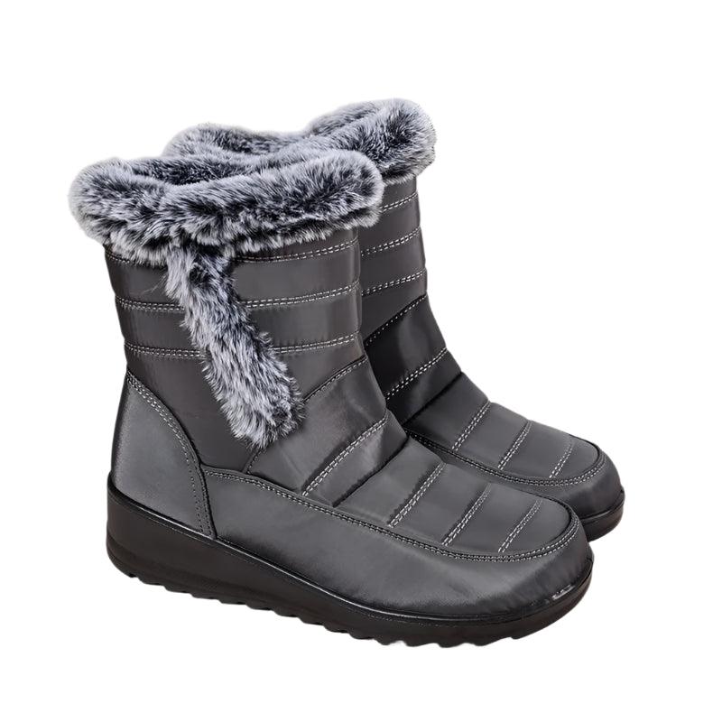 Women's Mid-Calf Snow Boots – Plush-Lined Platform Winter Boots with Down Upper - JVMCL