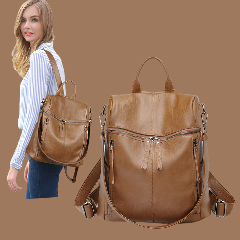 Soft Leather Lightweight Waterproof Sheepskin Backpack 