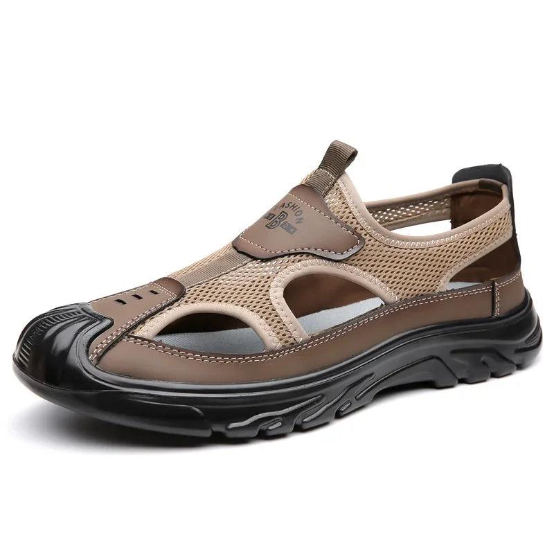 Men's Breathable Mesh Outdoor Sandals – Anti-Skid Hollow Beach Flats - JVMCL