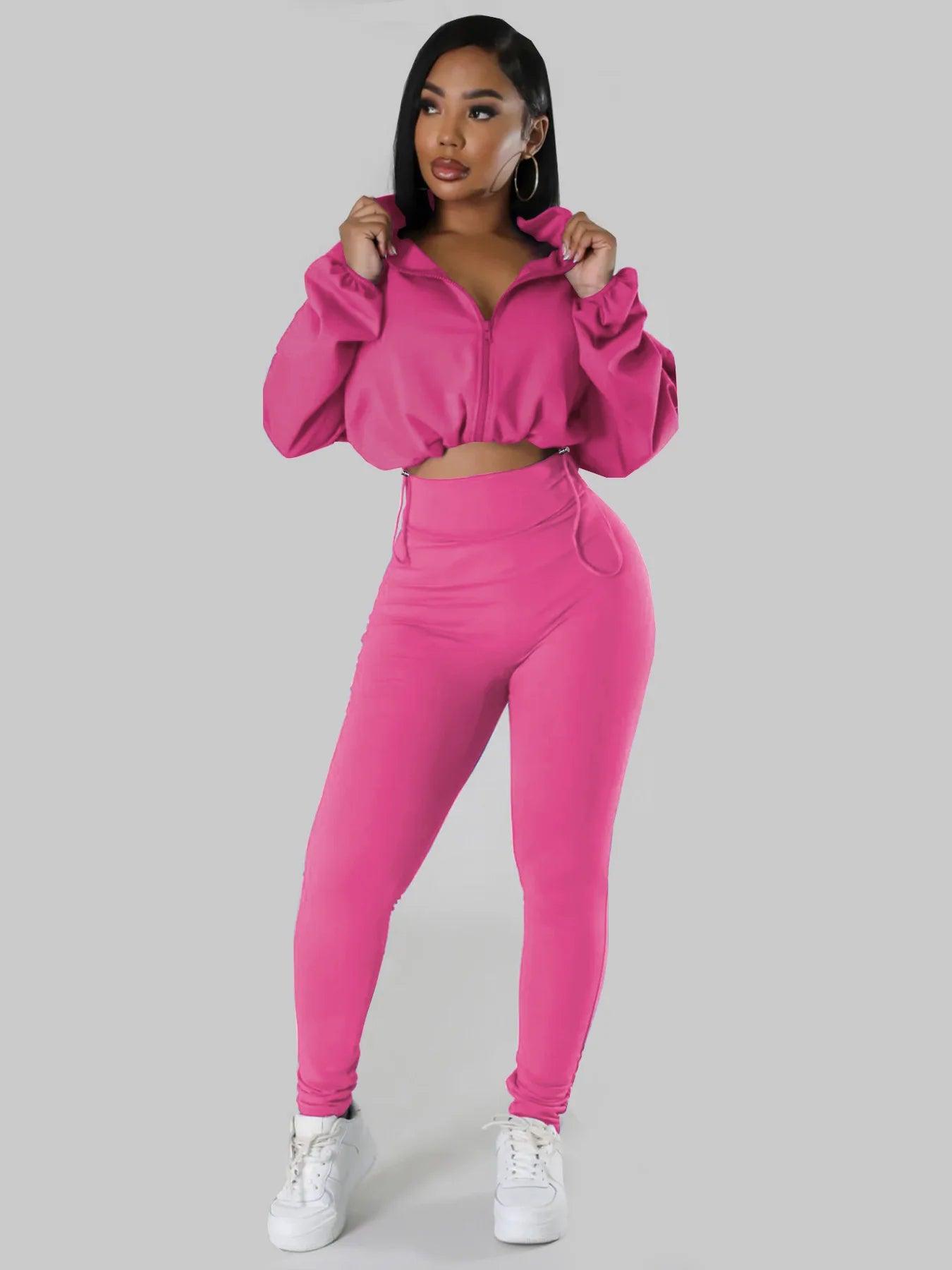 Women’s High Street Activewear – Full Sleeve Sweatshirt + Pencil Pants Two-Piece Set - JVMCL