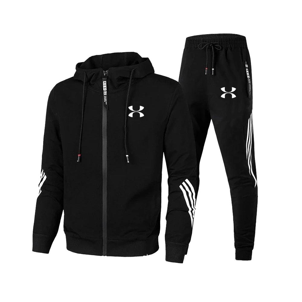 Men's Casual Sports Hoodie Set –Zipper Jacket + Elastic Waist Pants Jogging Suit - JVMCL