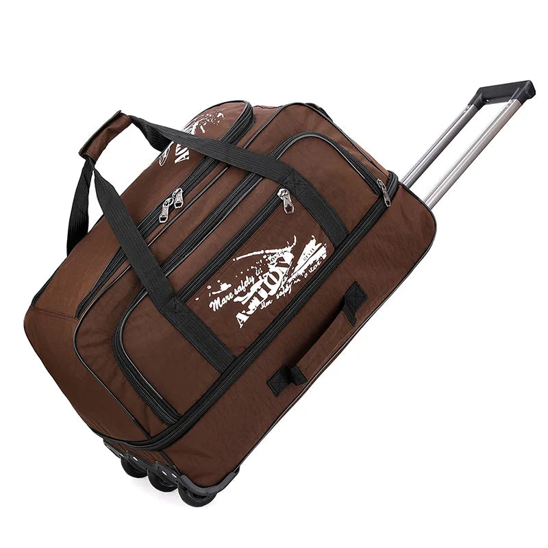 Large Capacity Trolley Bag with Wheels – Durable Oxford Rolling Luggage for Travel - JVMCL