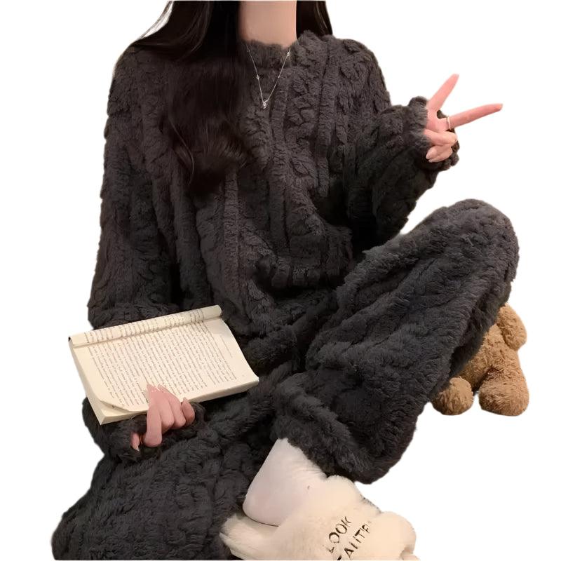 Women's Thick Fleece Pajama Set –Cozy & Sweet Loungewear - JVMCL