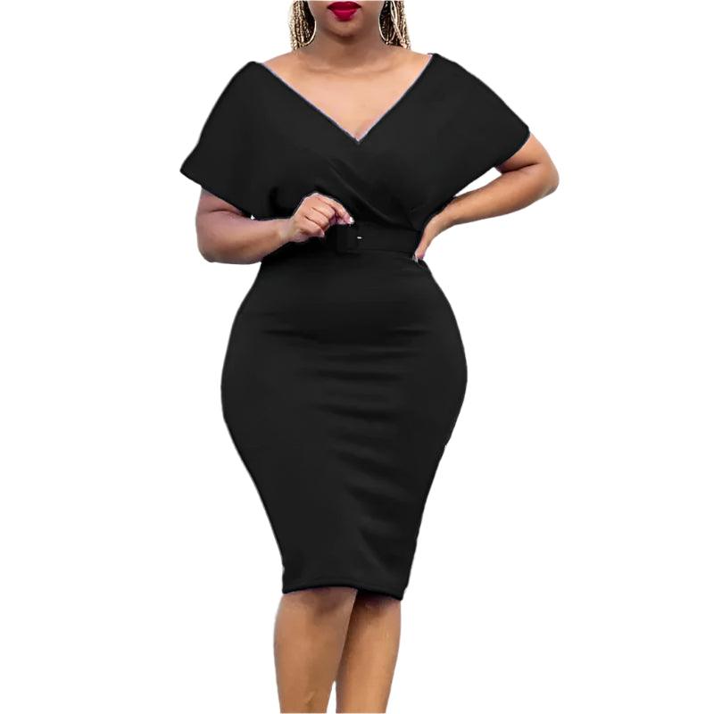 Elegant African Bodycon Midi Dress – High Waist Bandage Robe Femme Dress - JVMCL