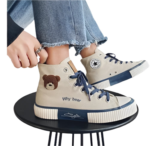 Cute High-Top Canvas Sneakers – Breathable & Stylish Print Vulcanized Shoes - JVMCL