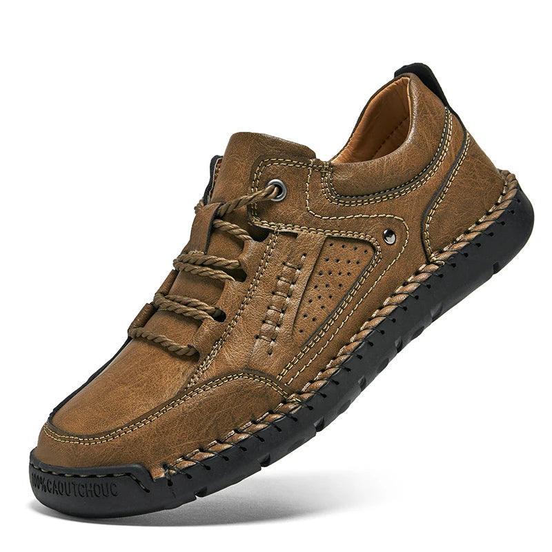 Men's Leather Casual Shoes – Handmade Lace-Up Flats for Men Size 38-48 - JVMCL