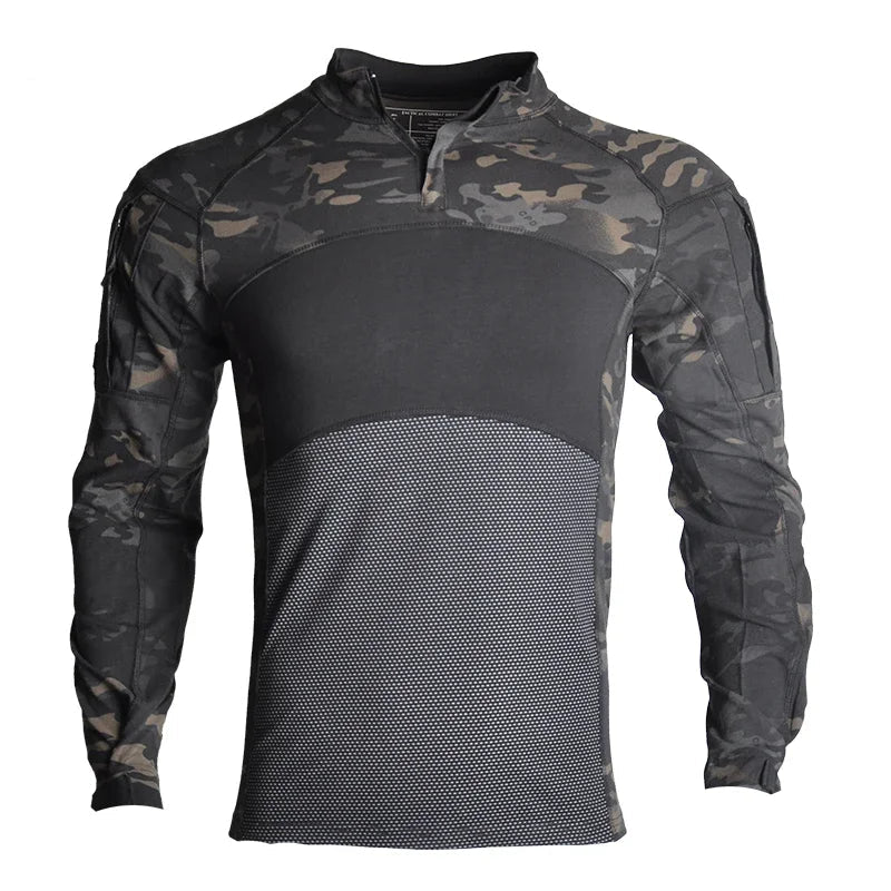 Men’s Cotton Tactical Combat Shirt – Long Sleeve Military Hiking & Climbing Gear