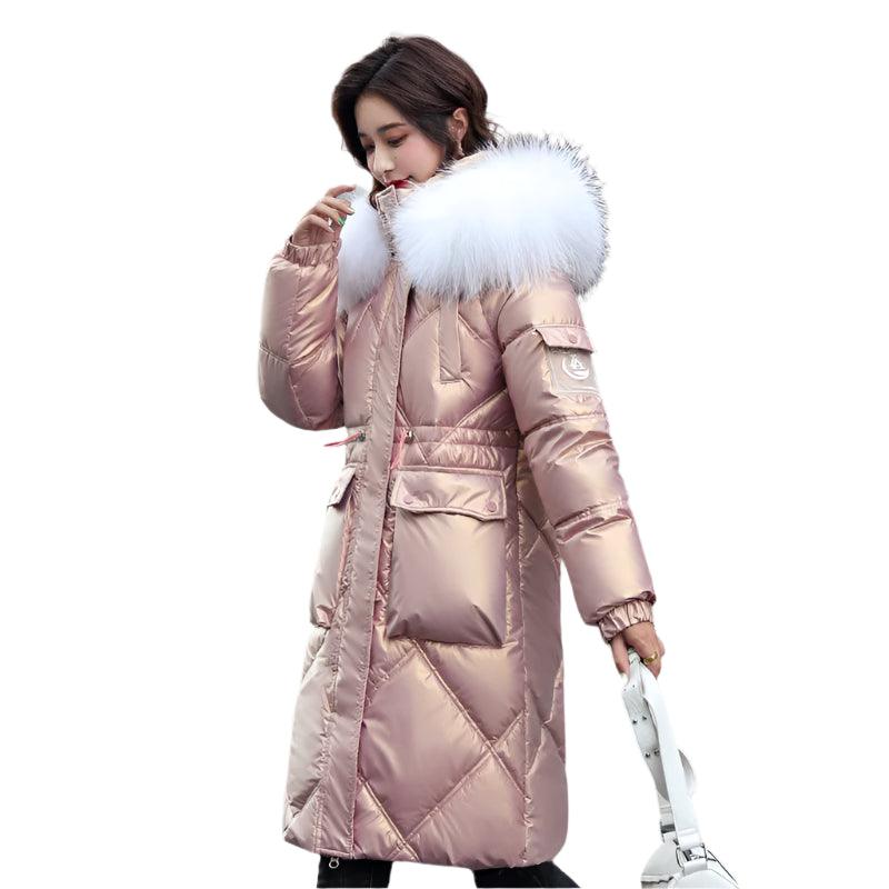 Warm and Stylish All Winter Long Women’s Hooded Fur Collar Parka Jacket - JVMCL