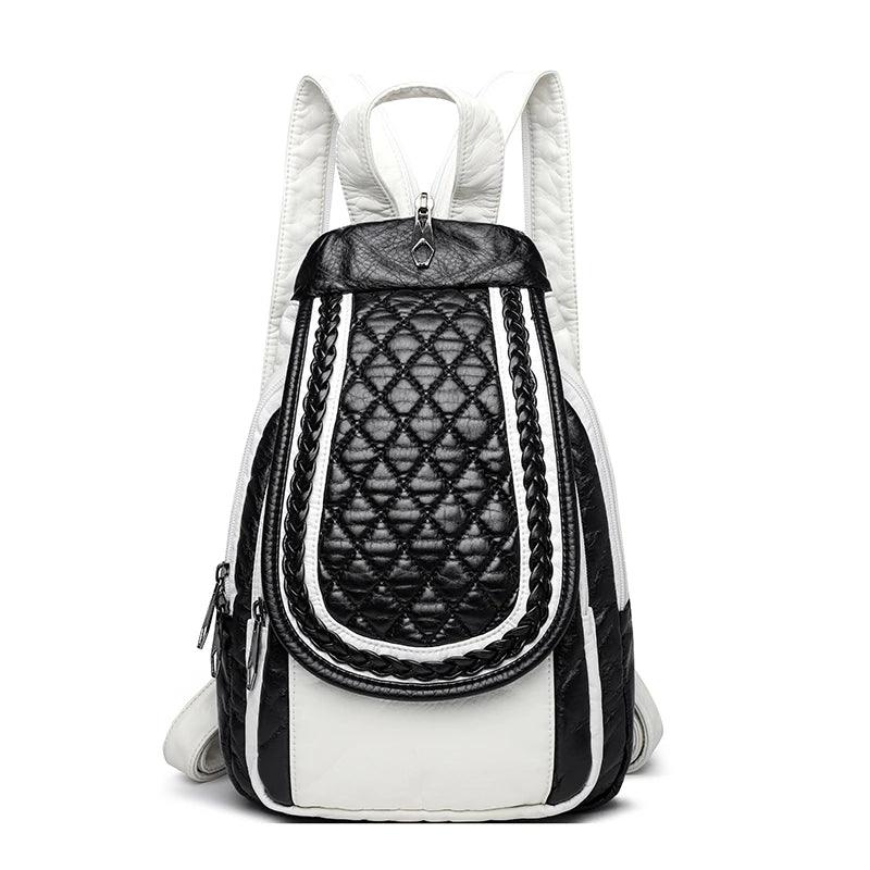 Fashion Women Soft Leather Backpacks - Luxury Female Shopping and Travel Bag - JVMCL