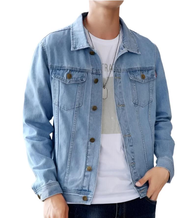 Men's Retro Denim Jacket – Slim Fit Washed Casual Jeans Coat for Spring & Autumn - JVMCL