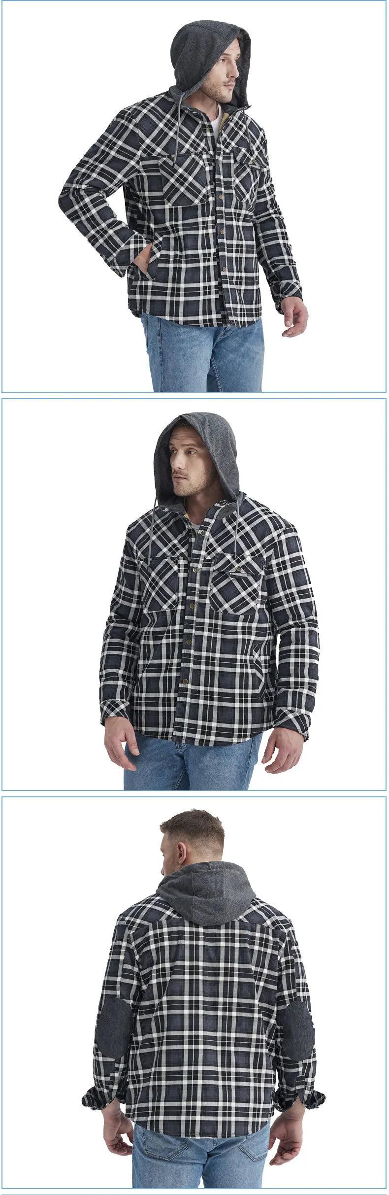 American Cross-Border Men's Plaid Hooded Winter Jacket - JVMCL