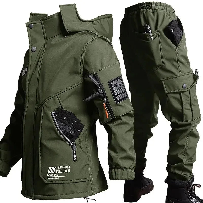 Windproof Waterproof Winter Velvet Thickened Tactical Military Style Uniform Set - JVMCL