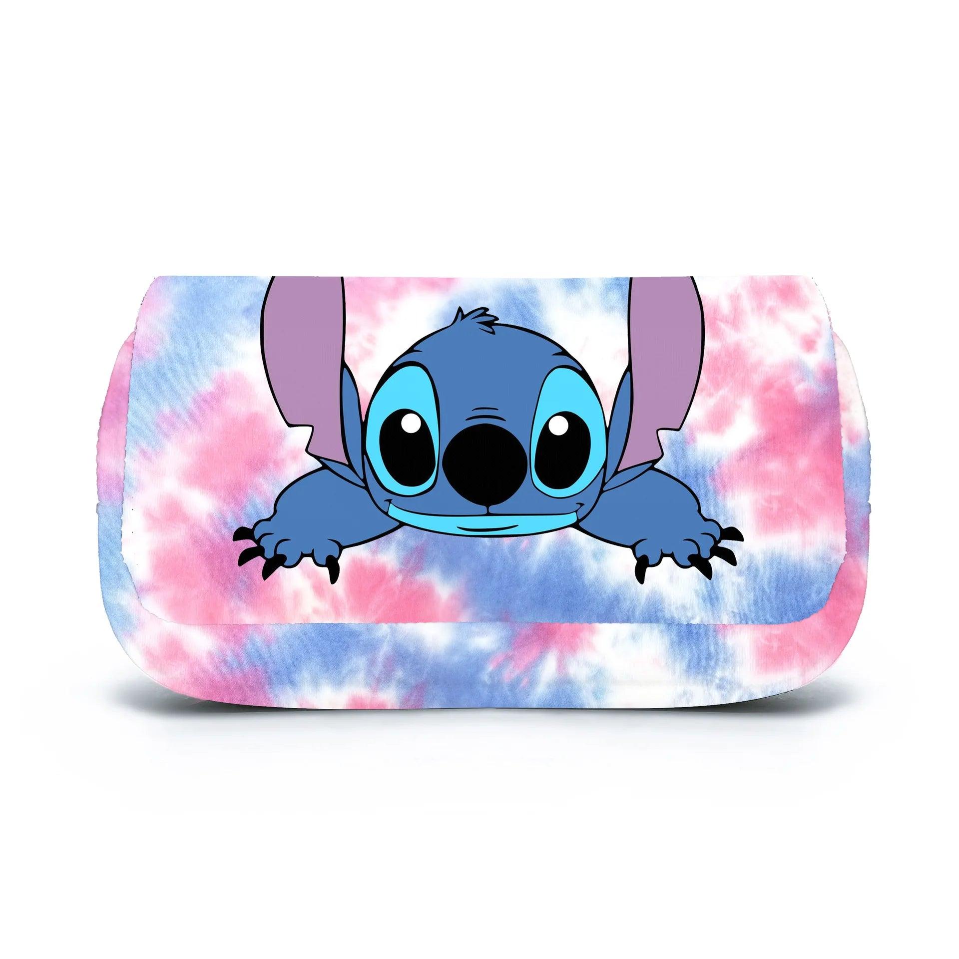 Stitch Fully Printed Flap Pen Bag - Large Capacity Cartoon Students Pencil Case - JVMCL